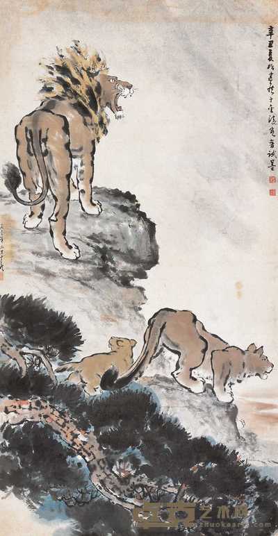 杨建侯 雄狮 镜心 201×103cm